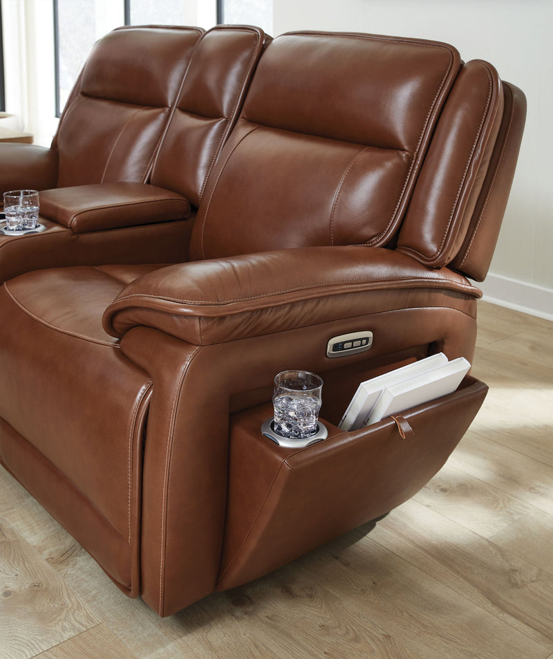 Healy Pier - Power Reclining Loveseat With Console / Adj Headrest - Chocolate - R&R Furniture Gallery (Fountain Valley, CA)