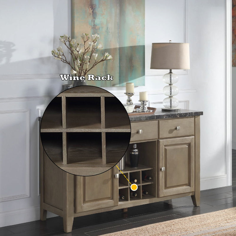 Charnell - Server - Marble Top & Oak - R&R Furniture Gallery (Fountain Valley, CA)