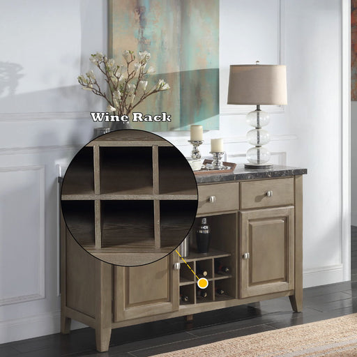 Charnell - Server - Marble Top & Oak - R&R Furniture Gallery (Fountain Valley, CA)