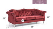 Glory Furniture Hollywood stationary sofa with plush cushions and modern design, shown in a cozy living room setting.