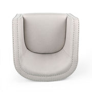 Modern upholstered Noble House swivel club chair with nailhead trim, featuring a plush fabric and a rounded backrest.