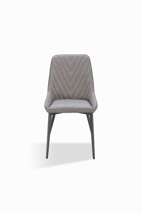Lucia Metal Leg Upholstered Dining Chair in Anchor Gray Synthetic Leather and Gunmetal