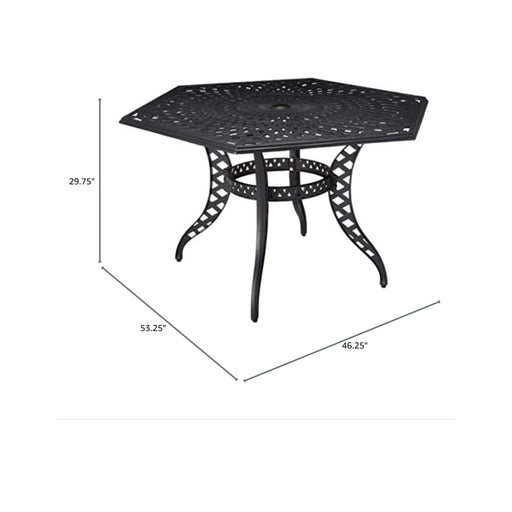Outdoor Cast Aluminum Dining Table With Lattice Top And Umbrella Hole - Black - R&R Furniture Gallery (Fountain Valley, CA)