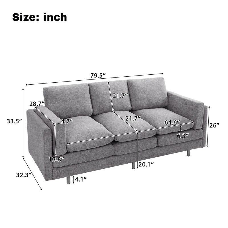 3 Seater Sofa With Dual Layer Seat Cushions - R&R Furniture Gallery (Fountain Valley, CA)
