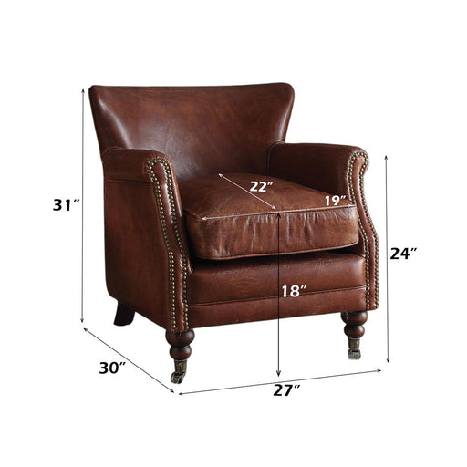 Leeds - Accent Chair - Vintage Dark Brown Top Grain Leather - R&R Furniture Gallery (Fountain Valley, CA)