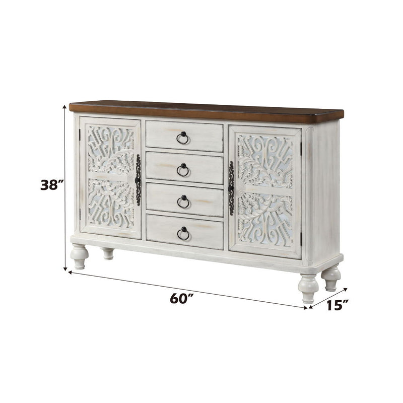 Vermont - Console Cabinet - Antique White - R&R Furniture Gallery (Fountain Valley, CA)