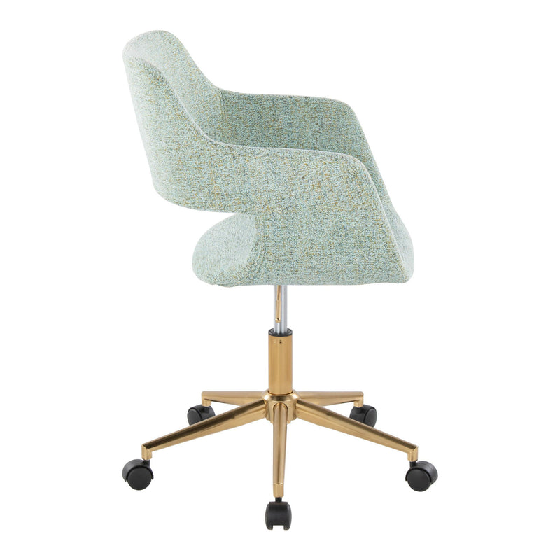 Lumi Source Margarite contemporary task desk chair with black mesh back and cushioned seat, adjustable height and modern design.