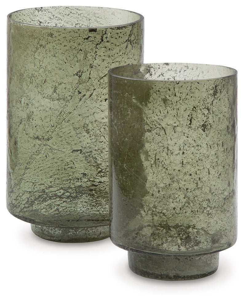 Clarkton - Candle Holder Set (Set of 2) - Green - R&R Furniture Gallery (Fountain Valley, CA)