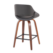 Lumi Source Fabrico mid-century modern counter stool set of 2 with wooden legs and upholstered seats, stylish and functional for kitchen.