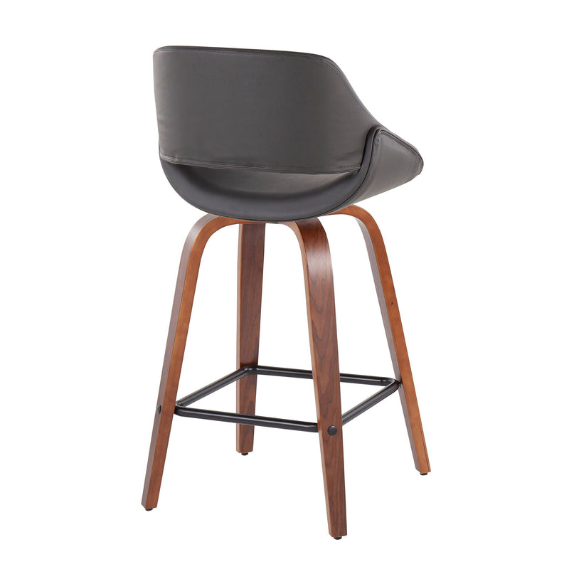 Lumi Source Fabrico mid-century modern counter stool set of 2 with wooden legs and upholstered seats, stylish and functional for kitchen.