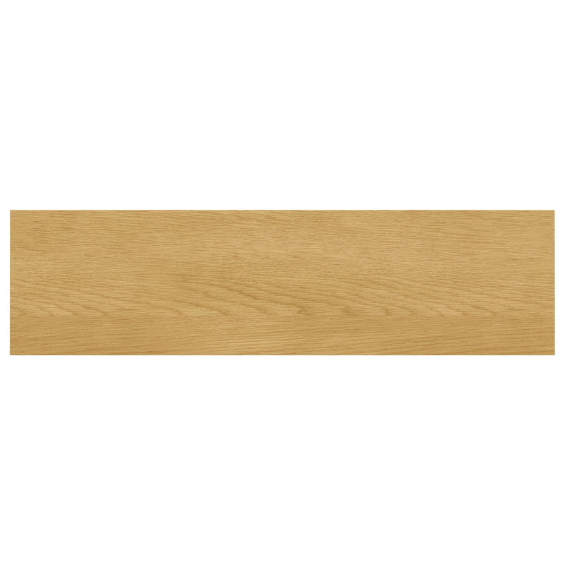 Simpli-Home Lowry oak console sofa table with sleek rectangular design and smooth finish, ideal for entryways or living room decor.