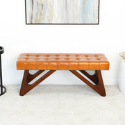 Mia - Bench With Buttons - Brown / Rustic - R&R Furniture Gallery (Fountain Valley, CA)