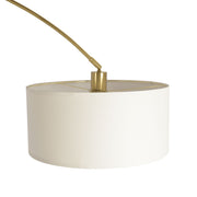 Ashcroft Furniture ambient arch floor lamp with large linen shade, 84-inch tall gold brass arc lamp for living room decor