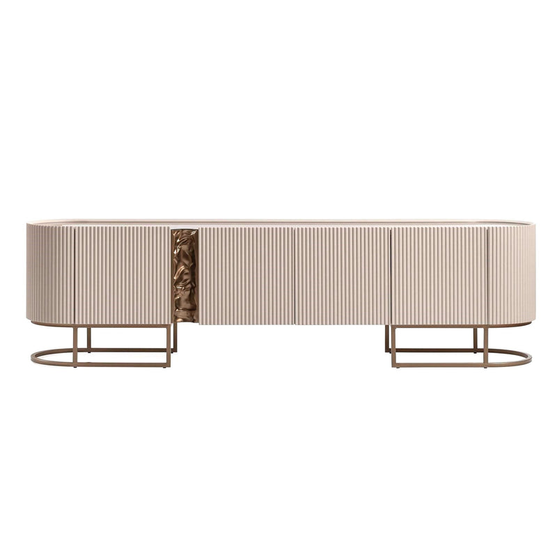 Lisbon - Media Cabinet - Silky Cream / Bronze - R&R Furniture Gallery (Fountain Valley, CA)