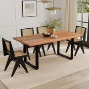 Handcrafted wooden dining table from Simpli-Home's Fieldcrest collection, featuring a sturdy rectangular top and elegant design.