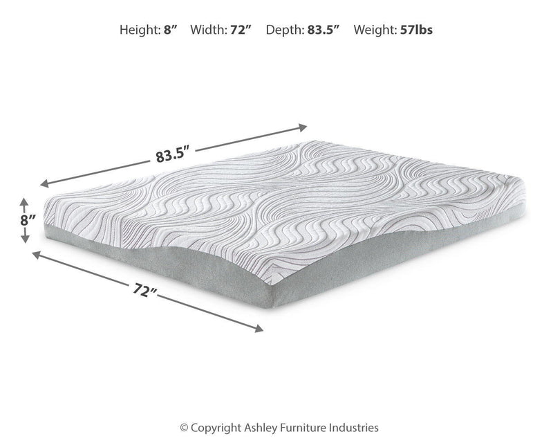 Sierra Sleep® Ashley Essentials Firm Memory Foam Mattress with a white quilted cover and plush surface for comfortable sleep.