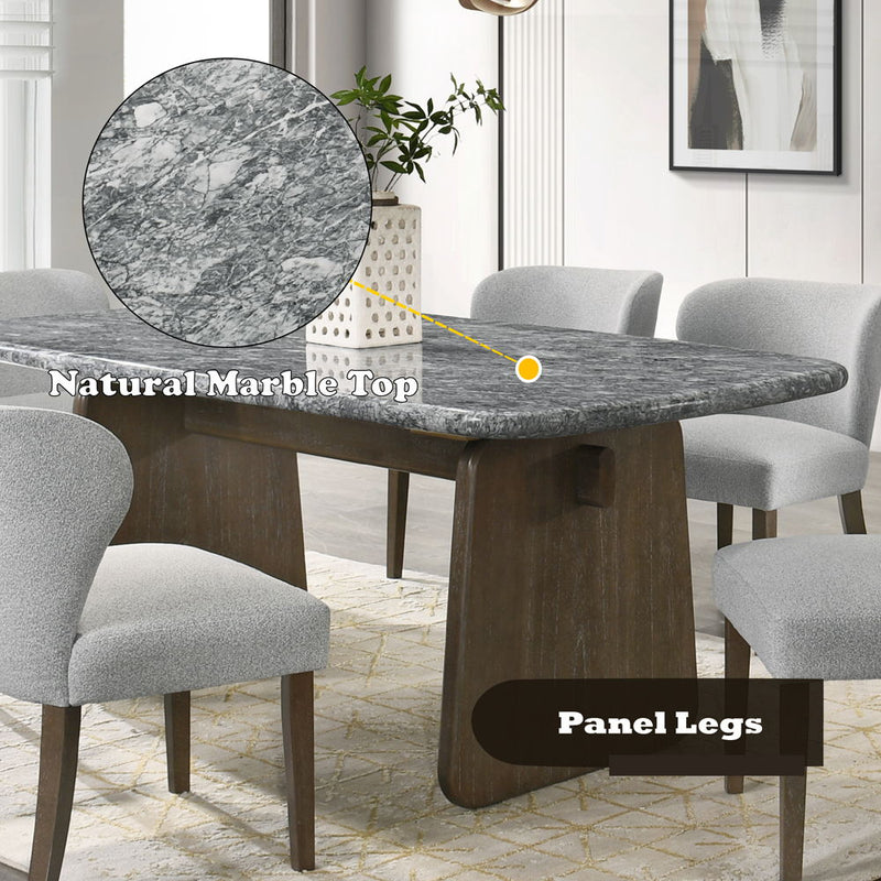 Dillon - Dining Table With Marble Top - Natural / Walnut - R&R Furniture Gallery (Fountain Valley, CA)