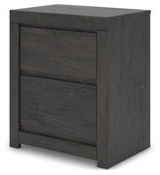Fraluna - Two Drawer Night Stand - Charcoal - R&R Furniture Gallery (Fountain Valley, CA)