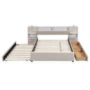 Upholstered Platform Bed With Reading Lights, Drawers, Trundle And Shelves - R&R Furniture Gallery (Fountain Valley, CA)