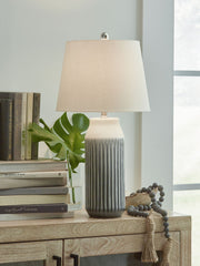 Afener - Ceramic Table Lamp (Set of 2) - Blue / Beige - R&R Furniture Gallery (Fountain Valley, CA)