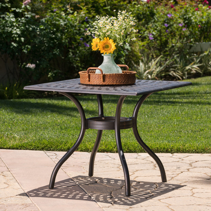 Enchantia - Outdoor Square Dining Table With Weave Tabletop And Flared Legs - Copper - R&R Furniture Gallery (Fountain Valley, CA)