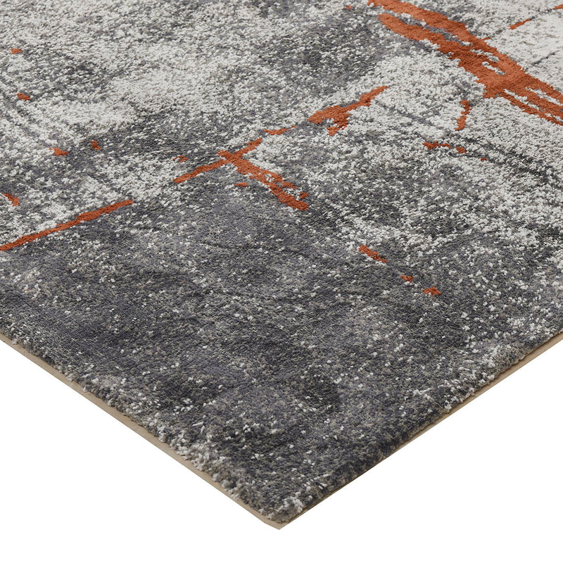 Quarry - 5' X 6.5' Abstract Area Rug - Gray / Orange - R&R Furniture Gallery (Fountain Valley, CA)