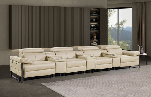 1246 - Modular Power Triple Reclining Triple Console Sofa With Power Reclining Headrests - R&R Furniture Gallery (Fountain Valley, CA)