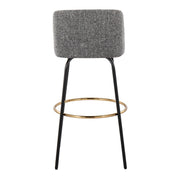 Lumi Source Toriano contemporary fixed-height barstools with swivel, round footrest, set of 2, modern design and wood finish.