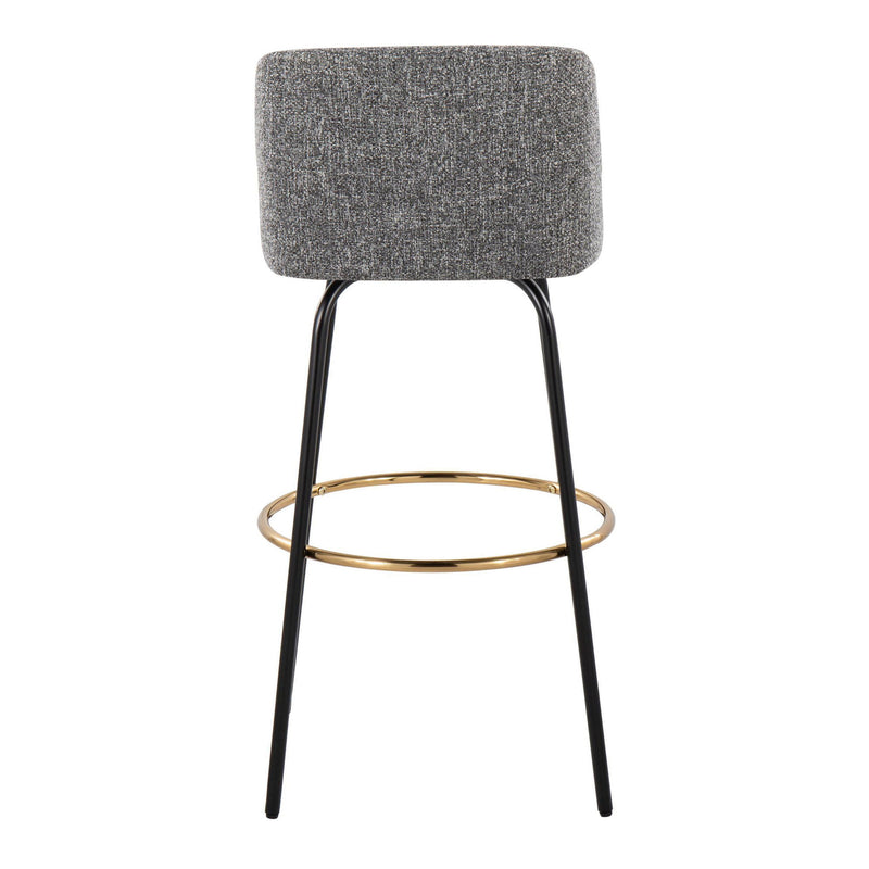 Lumi Source Toriano contemporary fixed-height barstools with swivel, round footrest, set of 2, modern design and wood finish.