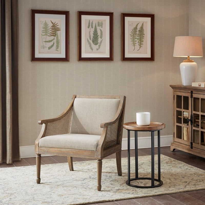 Transitional Cane Accent Armchair And Back Cushion - Natural - R&R Furniture Gallery (Fountain Valley, CA)