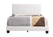 Upholstered Caldwell bed by Glory Furniture featuring a padded headboard and neutral fabric for a modern bedroom look.