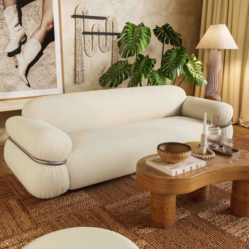 Leyla - Boucle Sofa - Cream - R&R Furniture Gallery (Fountain Valley, CA)