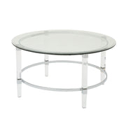 Tempered Glass Round Coffee Table With Four Legs - Clear - R&R Furniture Gallery (Fountain Valley, CA)