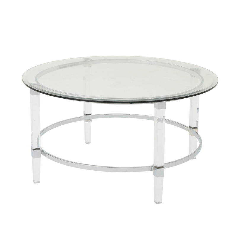Tempered Glass Round Coffee Table With Four Legs - Clear - R&R Furniture Gallery (Fountain Valley, CA)