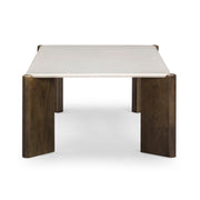 Cream rectangular TOV Furniture Restis coffee table with sleek design and wooden finish, positioned in a modern living room setting.