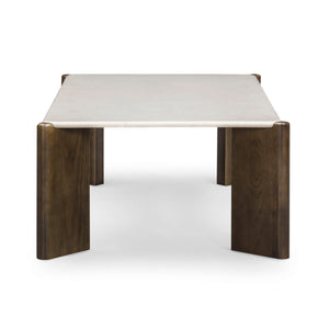 Cream rectangular TOV Furniture Restis coffee table with sleek design and wooden finish, positioned in a modern living room setting.
