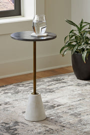 Caramont - Accent Table with White Base - Black / White / Gold Finish - R&R Furniture Gallery (Fountain Valley, CA)