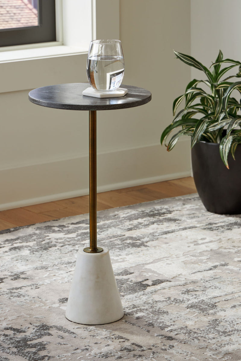 Caramont - Accent Table with White Base - Black / White / Gold Finish - R&R Furniture Gallery (Fountain Valley, CA)