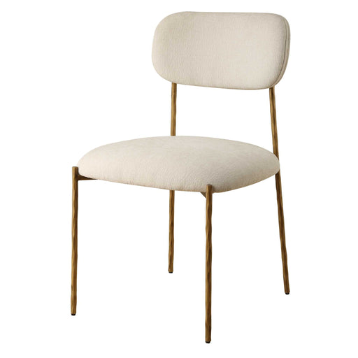 Set of two Uttermost Capture dining chairs with gold and white upholstery, featuring elegant design and modern style.
