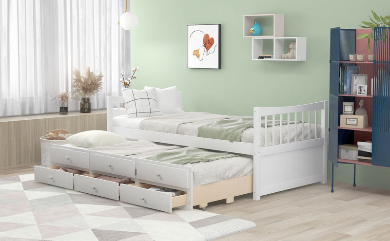 Twin Size Daybed With Trundle And Drawers - R&R Furniture Gallery (Fountain Valley, CA)
