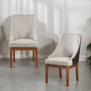 Gilsea - Fabric & Synthetic Leather Side Chair (Set of 2) - Beige & Brown Finish - R&R Furniture Gallery (Fountain Valley, CA)