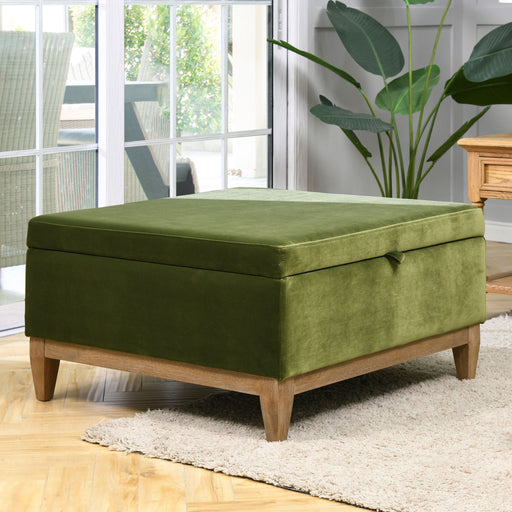 Knox - Square Storage Cocktail Ottoman - Olive Green - R&R Furniture Gallery (Fountain Valley, CA)
