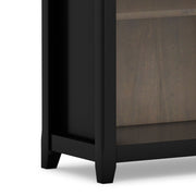 Simpli-Home Amherst standard bookcase with adjustable shelves, dark wood finish, and multiple storage compartments.