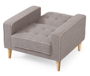 Vibrant contemporary Glory Furniture futon chair bed in bright upholstery, showcasing its compact design and versatile usage.