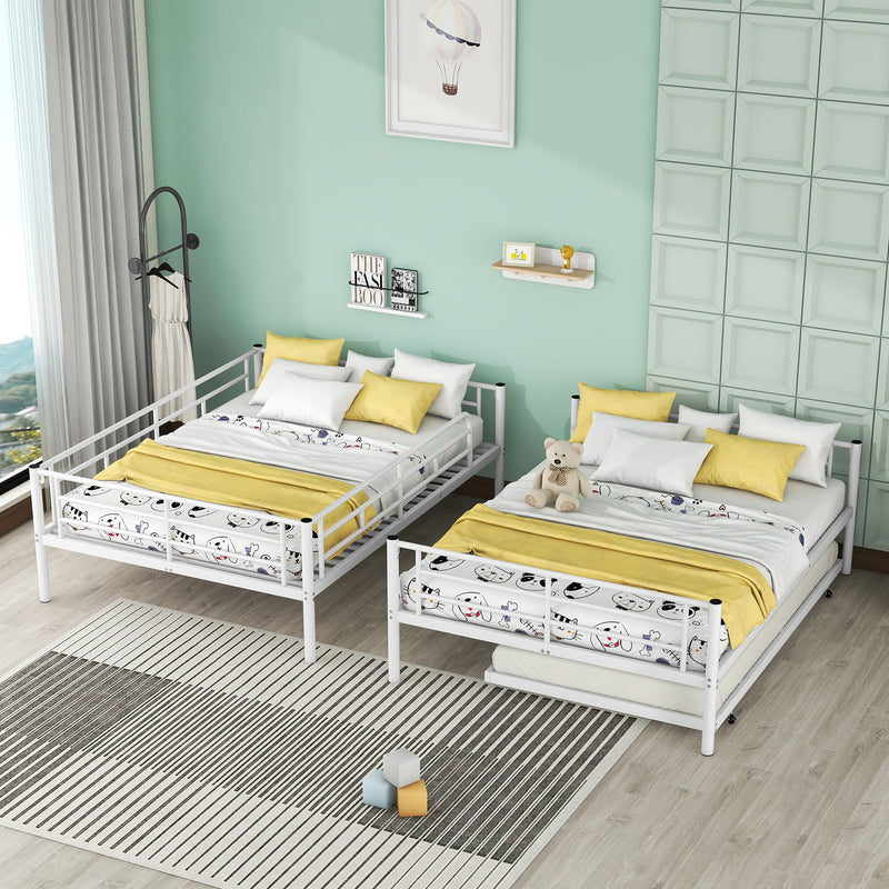 DreamHaus steel construction bunk bed with sturdy frame and twin beds, ideal for space-saving sleep solutions.