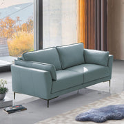 Mesut - Loveseat - Sage Green Top Grain Leather & Black - R&R Furniture Gallery (Fountain Valley, CA)