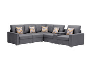 Nolan - Fabric 6 Piece Sectional Sofa With Pillows And Interchangeable Legs - R&R Furniture Gallery (Fountain Valley, CA)