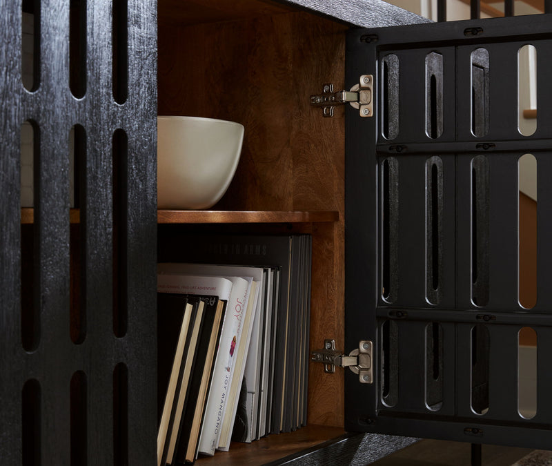 Vallisburg - Accent Cabinet - Black / Natural - R&R Furniture Gallery (Fountain Valley, CA)