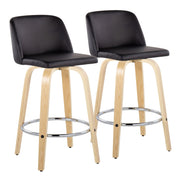Toriano - Contemporary Fixed-Height Counter Stool With Swivel And Round Footrest (Set of 2) - R&R Furniture Gallery (Fountain Valley, CA)