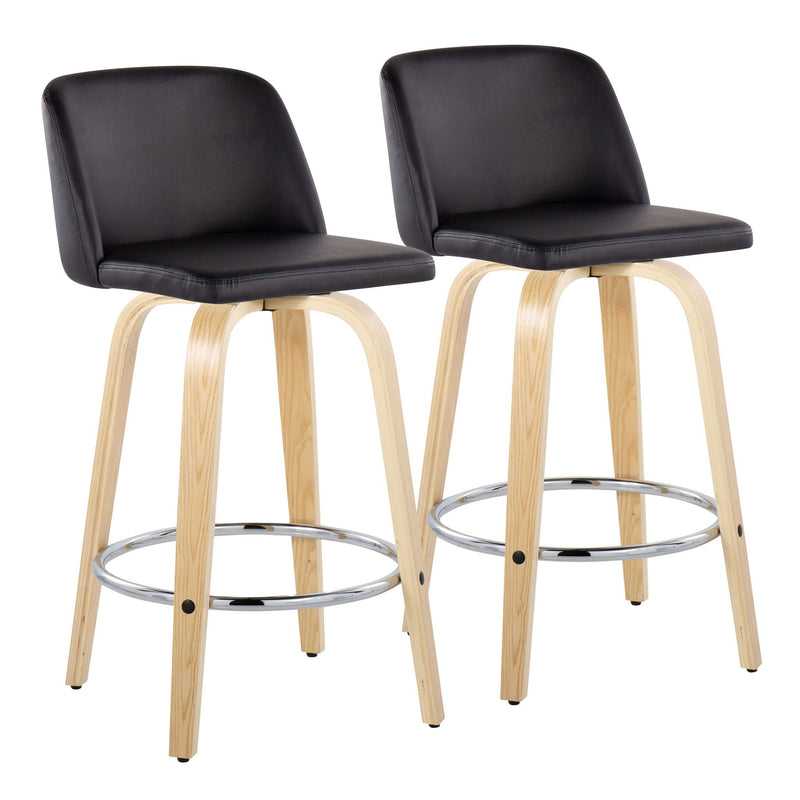 Toriano - Contemporary Fixed-Height Counter Stool With Swivel And Round Footrest (Set of 2) - R&R Furniture Gallery (Fountain Valley, CA)